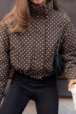 Polka Dot Long Sleeved Loose Pocket Jacket