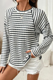 Round Neck Striped Long Sleeved T-shirt