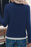 Round Neck Long Sleeve Fake Two T-shirts