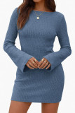 Long Sleeved Slim Knit Mini Dress