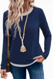 Round Neck Long Sleeve Fake Two T-shirts