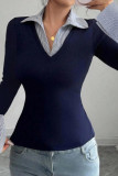 Lapel Long Sleeve Fake Two T-shirts