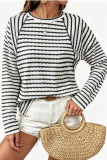 Round Neck Striped Long Sleeved T-shirt