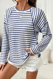 Round Neck Striped Long Sleeved T-shirt