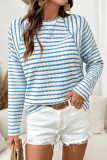 Round Neck Striped Long Sleeved T-shirt