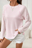 Round Neck Striped Long Sleeved T-shirt