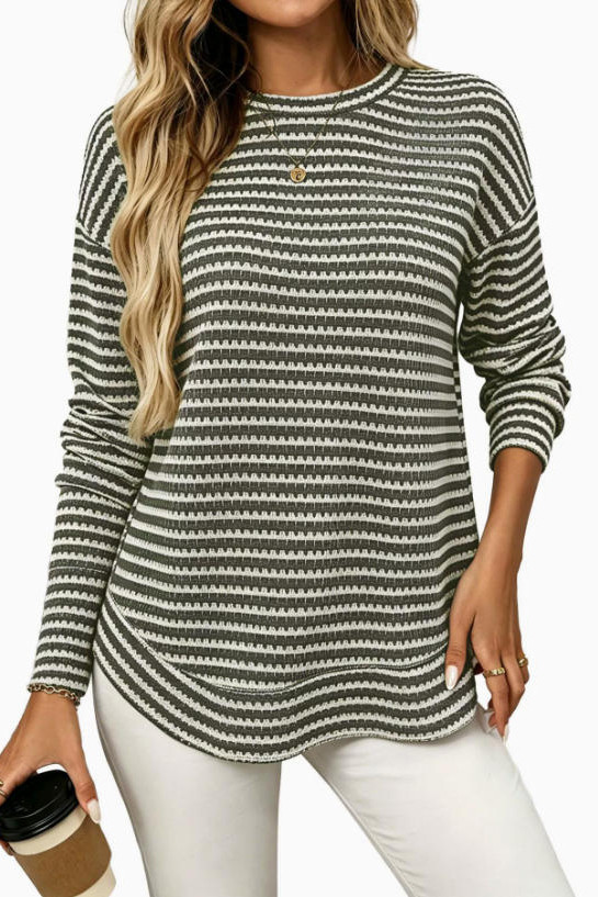 Waffle Knitted Long Sleeve T-shirt