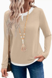 Round Neck Long Sleeve Fake Two T-shirts