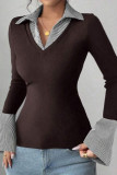 Lapel Long Sleeve Fake Two T-shirts