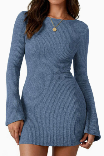 Long Sleeved Slim Knit Mini Dress