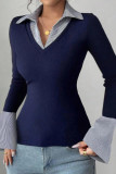 Lapel Long Sleeve Fake Two T-shirts