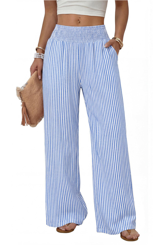 High Waisted Striped Wide Leg Pants