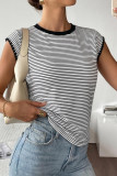 Round Neck Striped Sleeveless T-shirt