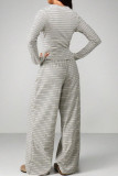 Striped Long Sleeved Shirt Pants 2-piece Set
