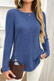 Solid Color Round Neck Long Sleeved T-shirt