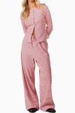 Striped Long Sleeved Shirt Pants 2-piece Set