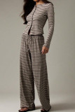 Striped Long Sleeved Shirt Pants 2-piece Set