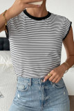 Round Neck Striped Sleeveless T-shirt
