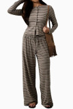 Striped Long Sleeved Shirt Pants 2-piece Set