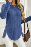 Solid Color Round Neck Long Sleeved T-shirt