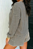 Striped Long Sleeved Shirt Shorts 2-piece Set