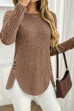Solid Color Round Neck Long Sleeved T-shirt