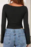 Round Neck Flared Sleeve Slim Fit Shirt
