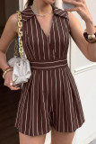 Striped Sleeveless V-neck Jumpsuit