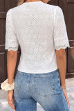 V-neck Lace Jacquard Short Sleeved Shirt