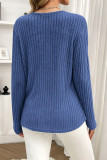 Solid Color Round Neck Long Sleeved T-shirt