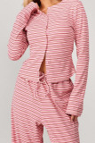 Striped Long Sleeved Shirt Pants 2-piece Set