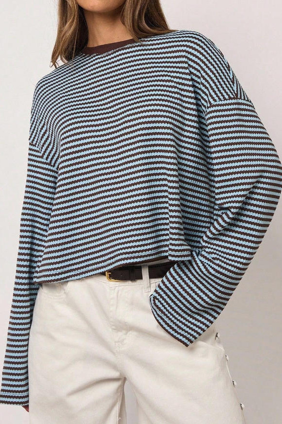 Striped Knitted Long Sleeve T-shirt