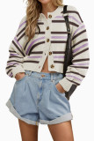 Striped Long Sleeved Knitted Cardigan