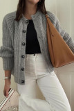 Solid Color Long Sleeved Knitted Cardigan