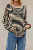 Striped Round Neck Long Sleeved Knitted Sweater