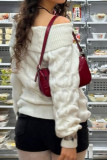 One Shoulder Long Sleeved Knitted Sweater