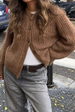 Solid Color Long Sleeved Knitted Cardigan