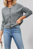 Solid Color Long Sleeved Knitted Cardigan
