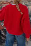 Solid Color Long Sleeved Knitted Cardigan
