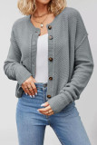 Solid Color Long Sleeved Knitted Cardigan