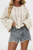 Round Neck Long Sleeved Knitted Sweater