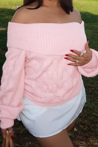 One Shoulder Long Sleeved Knitted Sweater