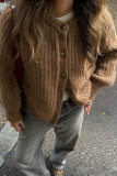 Solid Color Long Sleeved Knitted Cardigan