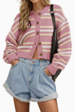 Striped Long Sleeved Knitted Cardigan
