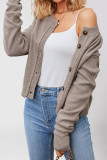 Solid Color Long Sleeved Knitted Cardigan