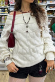 One Shoulder Long Sleeved Knitted Sweater