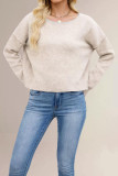 Round Neck Long Sleeved Knitted Cardigan
