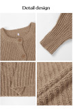 Solid Color Long Sleeved Knitted Cardigan