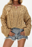 Round Neck Long Sleeved Knitted Sweater