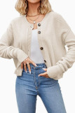 Solid Color Long Sleeved Knitted Cardigan